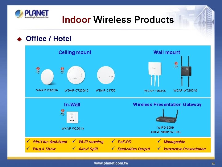 Indoor Wireless Products u Office / Hotel Ceiling mount WNAP-C 3220 A WDAP-C 7200 Indoor Wireless Products u Office / Hotel Ceiling mount WNAP-C 3220 A WDAP-C 7200