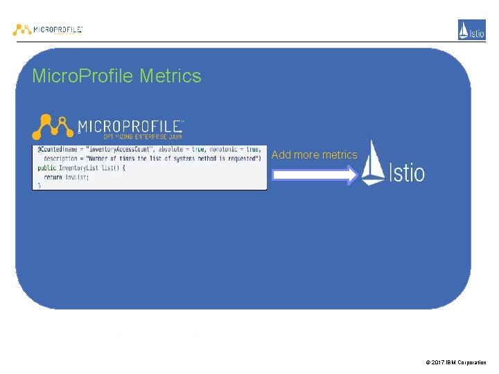 Micro. Profile Metrics Add more metrics © 2017 IBM Corporation 