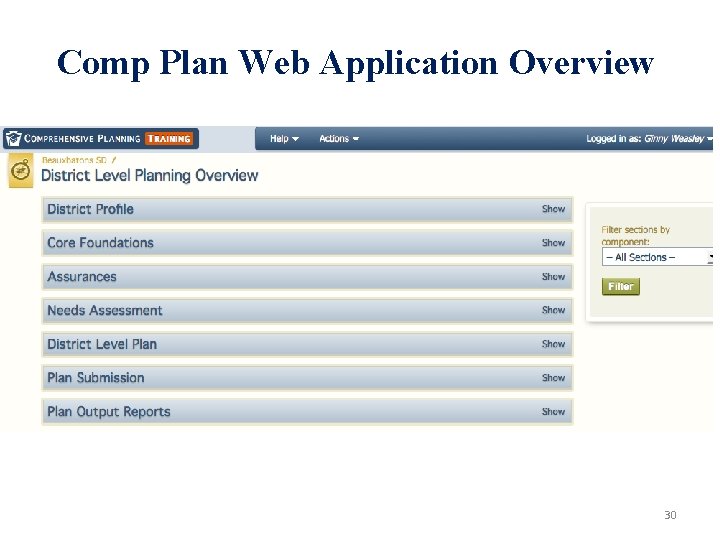 Comp Plan Web Application Overview 30 