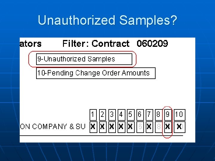 Unauthorized Samples? Unauthorized Samples?