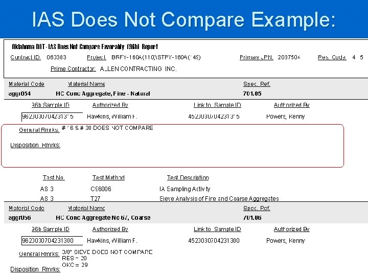IAS Does Not Compare Example: IAS Does Not Compare Example: