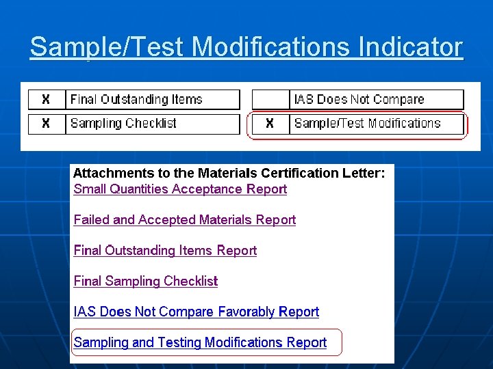 Sample/Test Modifications Indicator 