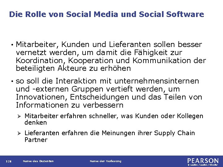 Die Rolle von Social Media und Social Software • Mitarbeiter, Kunden und Lieferanten sollen