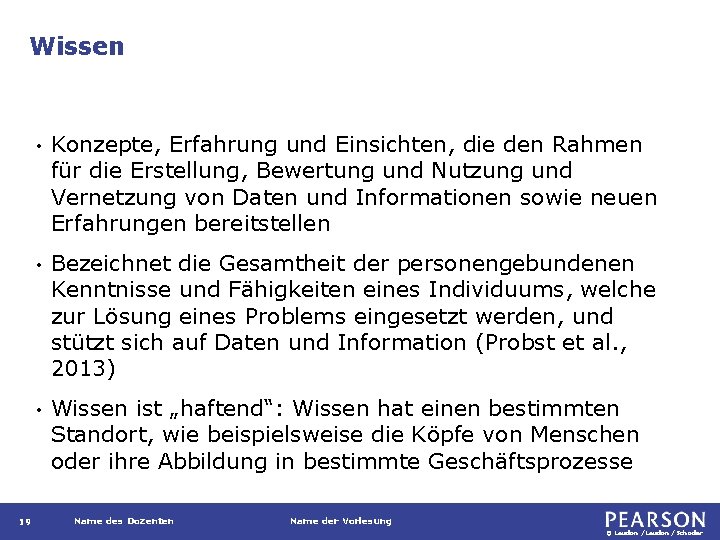 Wissen 19 • Konzepte, Erfahrung und Einsichten, die den Rahmen für die Erstellung, Bewertung