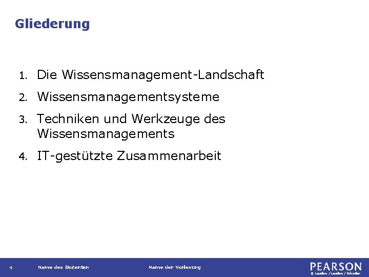 Gliederung 4 1. Die Wissensmanagement-Landschaft 2. Wissensmanagementsysteme 3. Techniken und Werkzeuge des Wissensmanagements 4.