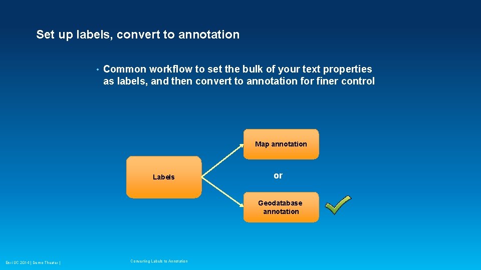 Set up labels, convert to annotation • Common workflow to set the bulk of