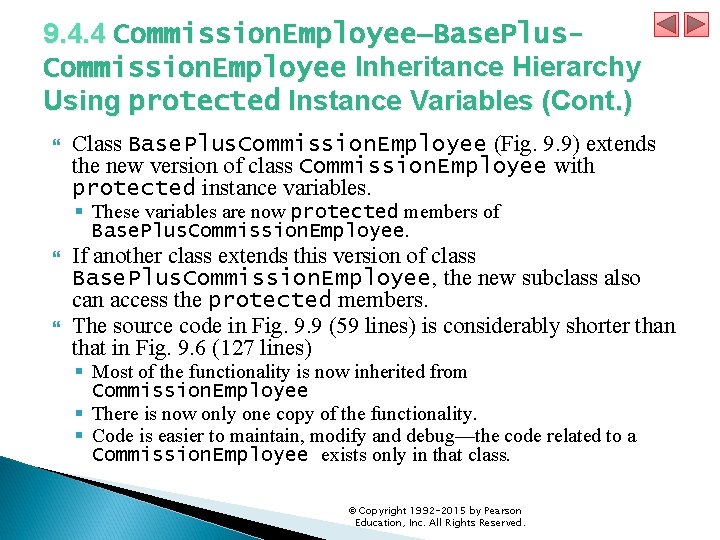 9. 4. 4 Commission. Employee–Base. Plus. Commission. Employee Inheritance Hierarchy Using protected Instance Variables