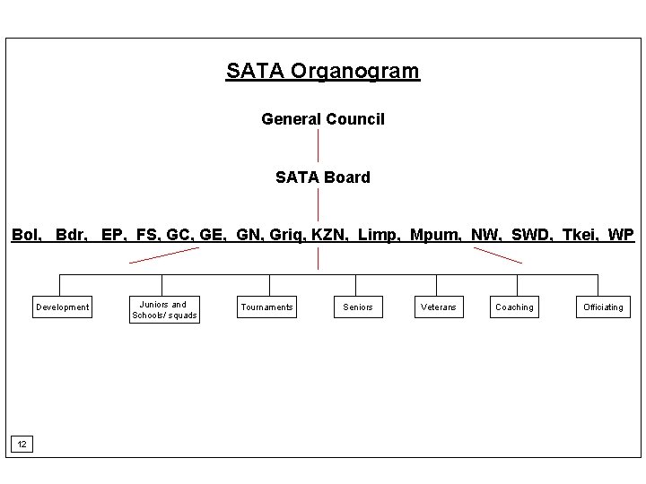 SATA Organogram General Council SATA Board Bol, Bdr, EP, FS, GC, GE, GN, Griq,