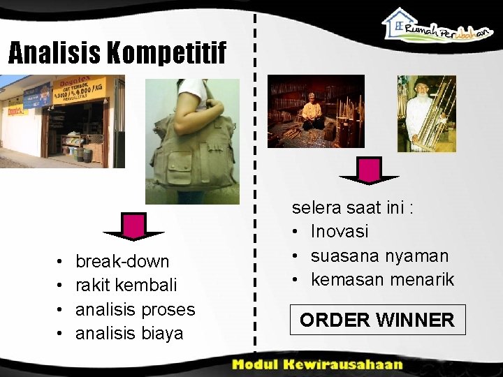 Analisis Kompetitif • • break-down rakit kembali analisis proses analisis biaya selera saat ini