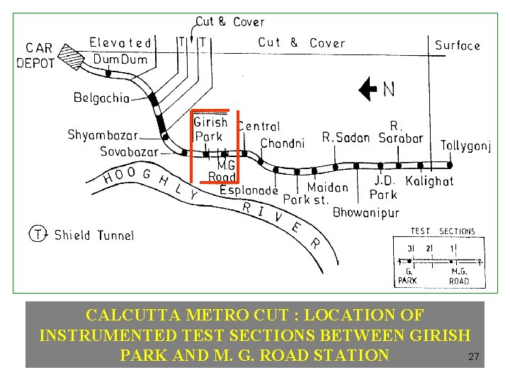 CALCUTTA METRO CUT : LOCATION OF INSTRUMENTED TEST SECTIONS BETWEEN GIRISH 27 PARK AND