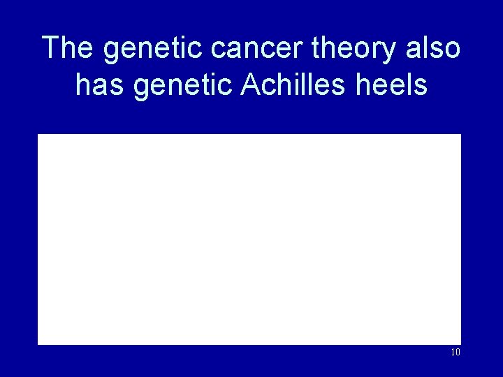 The genetic cancer theory also has genetic Achilles heels 10 