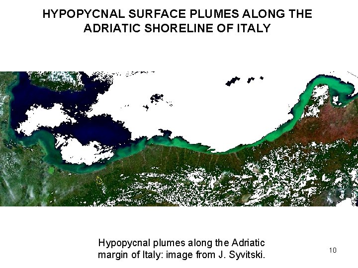 HYPOPYCNAL SURFACE PLUMES ALONG THE ADRIATIC SHORELINE OF ITALY Hypopycnal plumes along the Adriatic