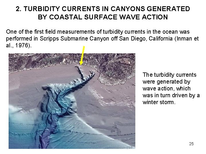 2. TURBIDITY CURRENTS IN CANYONS GENERATED BY COASTAL SURFACE WAVE ACTION One of the