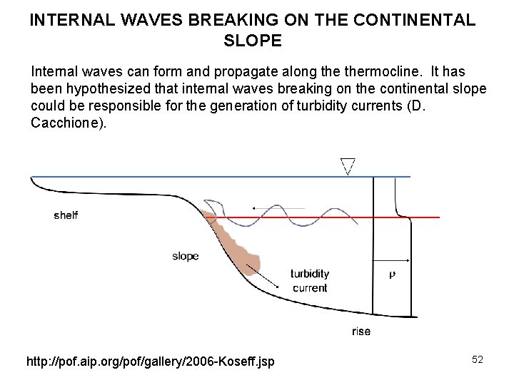INTERNAL WAVES BREAKING ON THE CONTINENTAL SLOPE Internal waves can form and propagate along