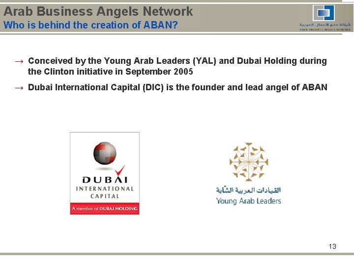Arab Business Angels Network Who is behind the creation of ABAN? → Conceived by
