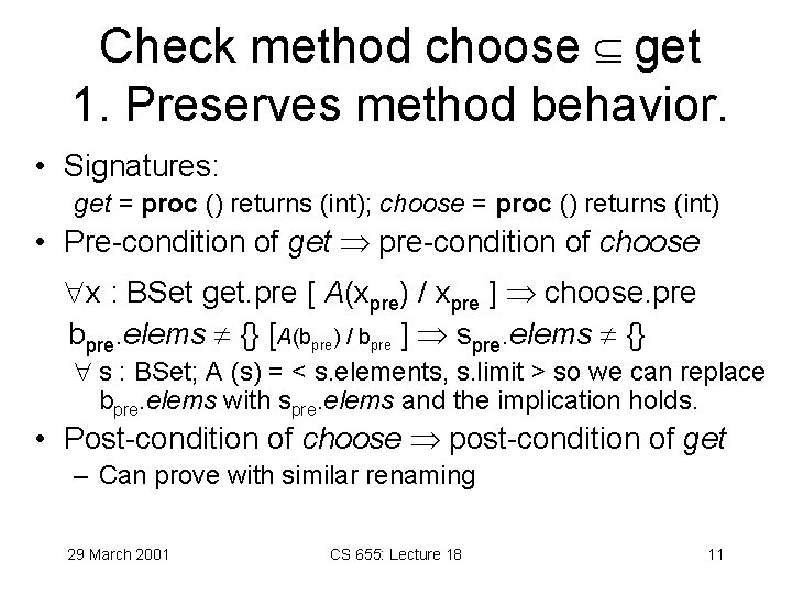 Check method choose get 1. Preserves method behavior. • Signatures: get = proc ()