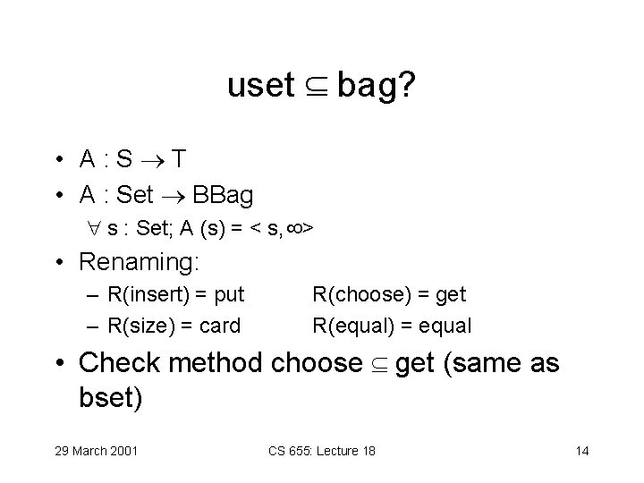 uset bag? • A: S T • A : Set BBag 8 s :