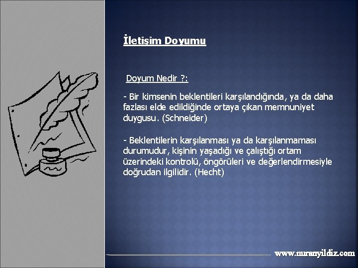 İletişim Doyumu Doyum Nedir ? : - Bir kimsenin beklentileri karşılandığında, ya da daha