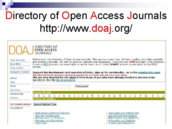Directory of Open Access Journals http: //www. doaj. org/ 