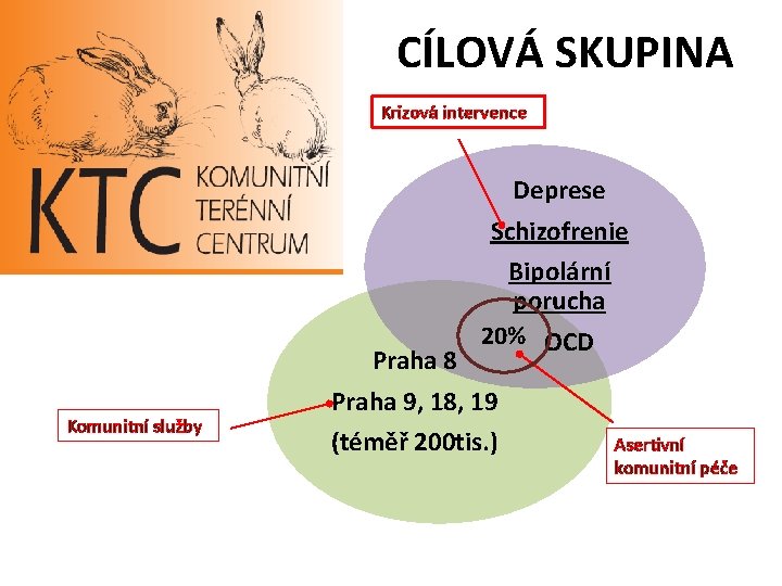 CÍLOVÁ SKUPINA Krizová intervence Deprese Schizofrenie Bipolární porucha 20% OCD Komunitní služby Praha 8