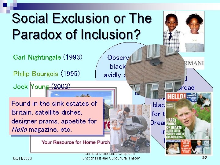 Social Exclusion or The Paradox of Inclusion? Carl Nightingale (1993) Philip Bourgois (1995) Jock