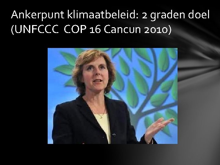 Ankerpunt klimaatbeleid: 2 graden doel (UNFCCC COP 16 Cancun 2010) 