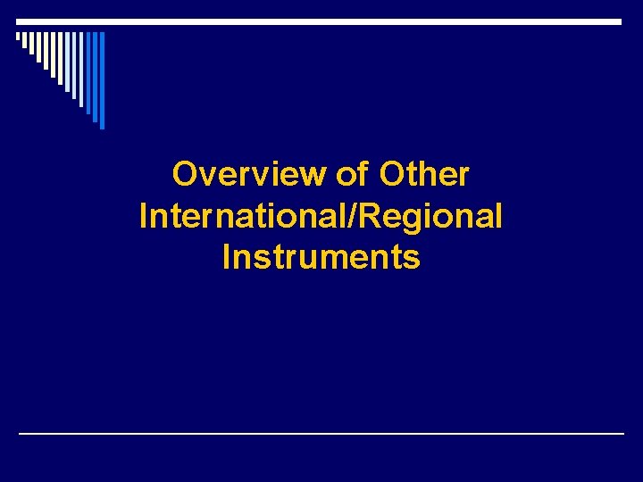 Overview of Other International/Regional Instruments 