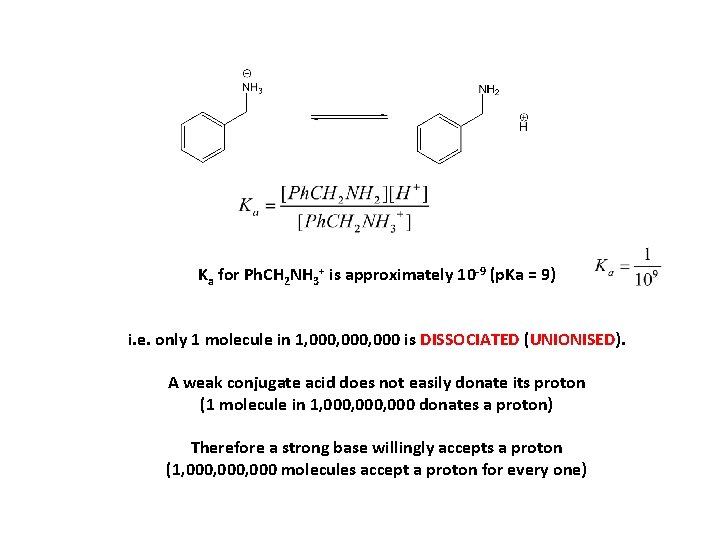 Ka for Ph. CH 2 NH 3+ is approximately 10 -9 (p. Ka = Ka for Ph. CH 2 NH 3+ is approximately 10 -9 (p. Ka =