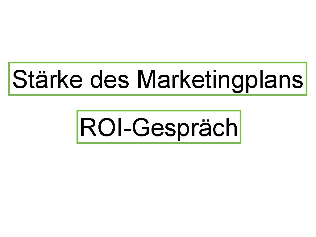 Stärke des Marketingplans ROI-Gespräch 