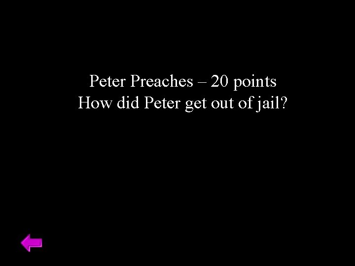 Peter Preaches – 20 points How did Peter get out of jail? 