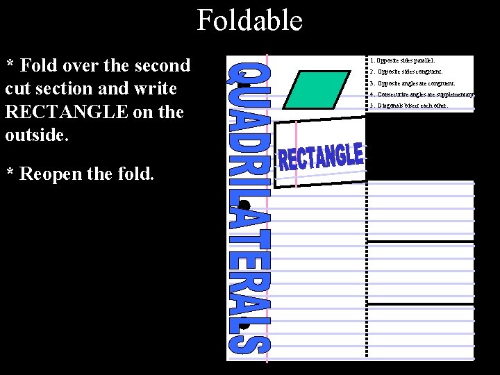 Foldable * Fold over the second cut section and write RECTANGLE on the outside.
