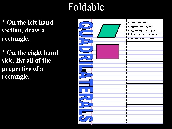 Foldable * On the left hand section, draw a rectangle. * On the right