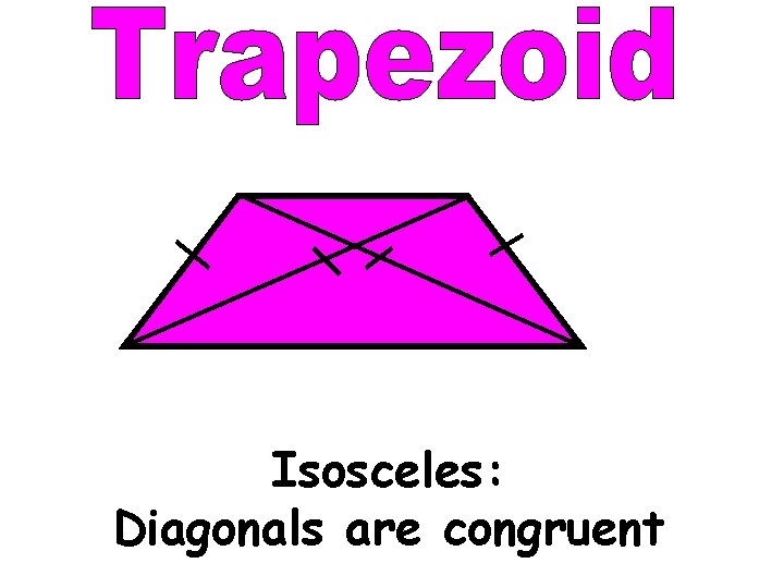 Isosceles: Diagonals are congruent 