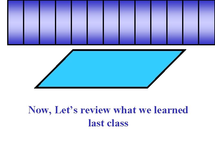 Now, Let’s review what we learned last class 