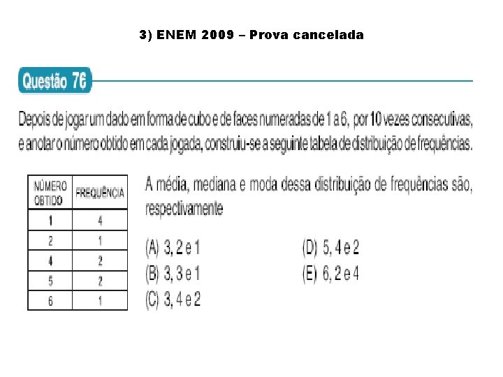 3) ENEM 2009 – Prova cancelada 