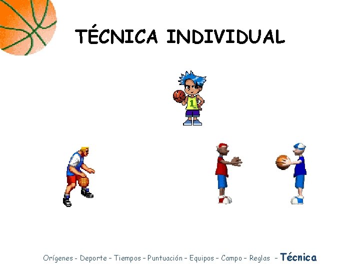 TÉCNICA INDIVIDUAL Orígenes - Deporte – Tiempos – Puntuación – Equipos – Campo –