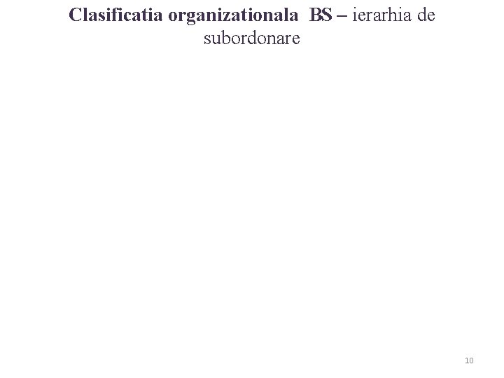 Clasificatia organizationala BS – ierarhia de subordonare 10 