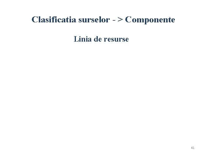 Clasificatia surselor - > Componente Linia de resurse 41 