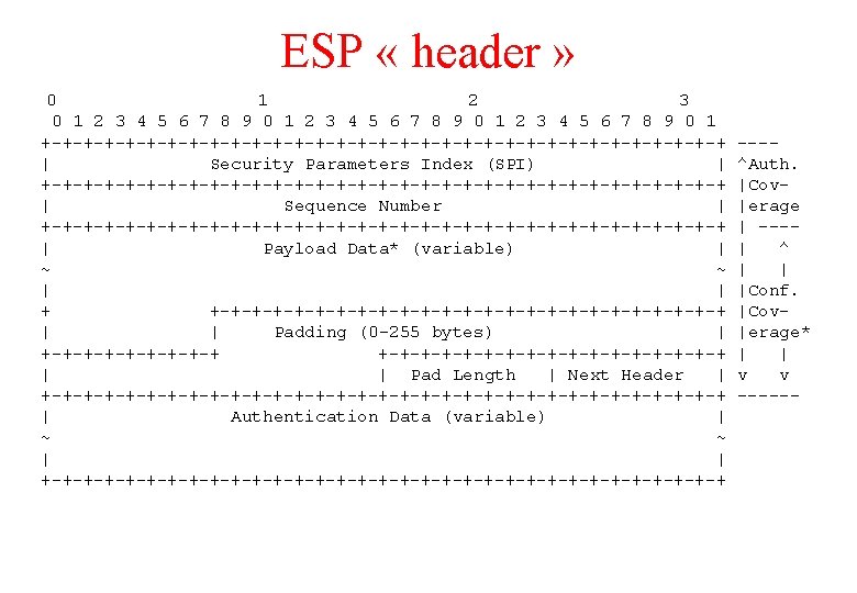 ESP « header » 0 1 2 3 4 5 6 7 8 9