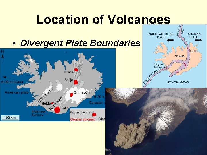 Location of Volcanoes • Divergent Plate Boundaries 