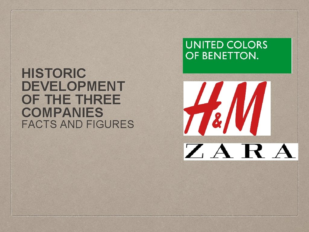 HISTORIC DEVELOPMENT OF THE THREE COMPANIES FACTS AND FIGURES 