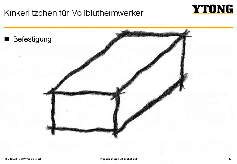 Kinkerlitzchen für Vollblutheimwerker n Befestigung 16. 04. 2002, VB/AW Vollstein. ppt Produktmanagement Deutschland 10
