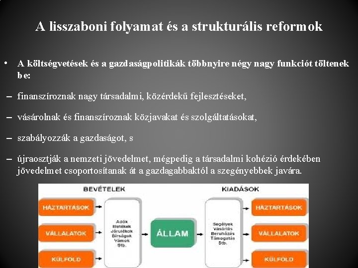 A lisszaboni folyamat és a strukturális reformok • A költségvetések és a gazdaságpolitikák többnyire