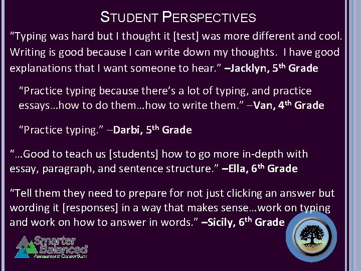 STUDENT PERSPECTIVES “Typing was hard but I thought it [test] was more different and