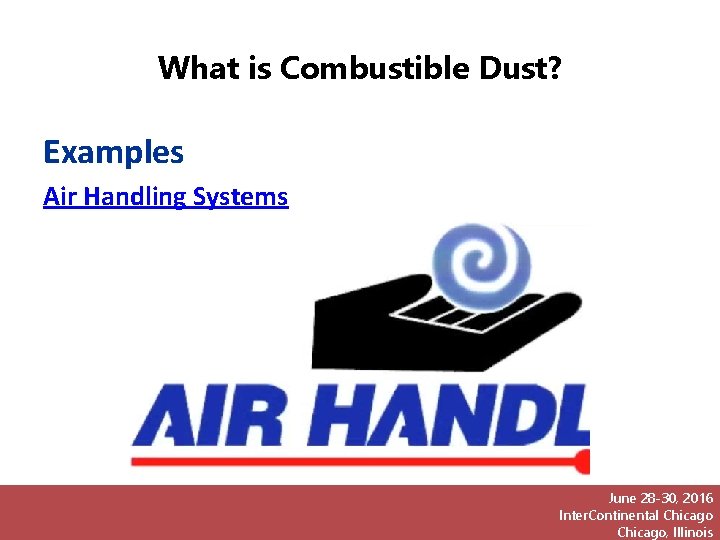 What is Combustible Dust? Examples Air Handling Systems June 28 -30, 2016 Inter. Continental