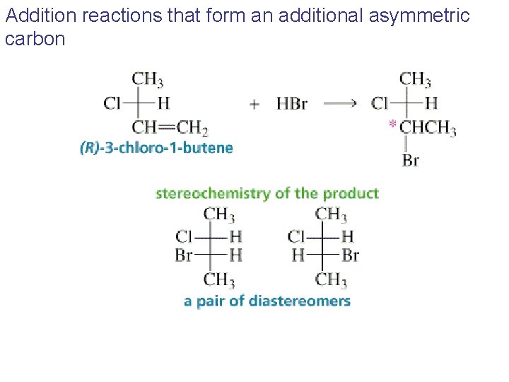 Addition reactions that form an additional asymmetric carbon 