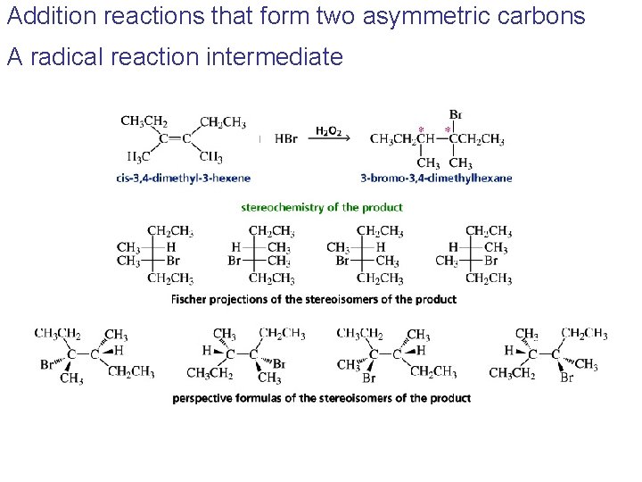 Addition reactions that form two asymmetric carbons A radical reaction intermediate 