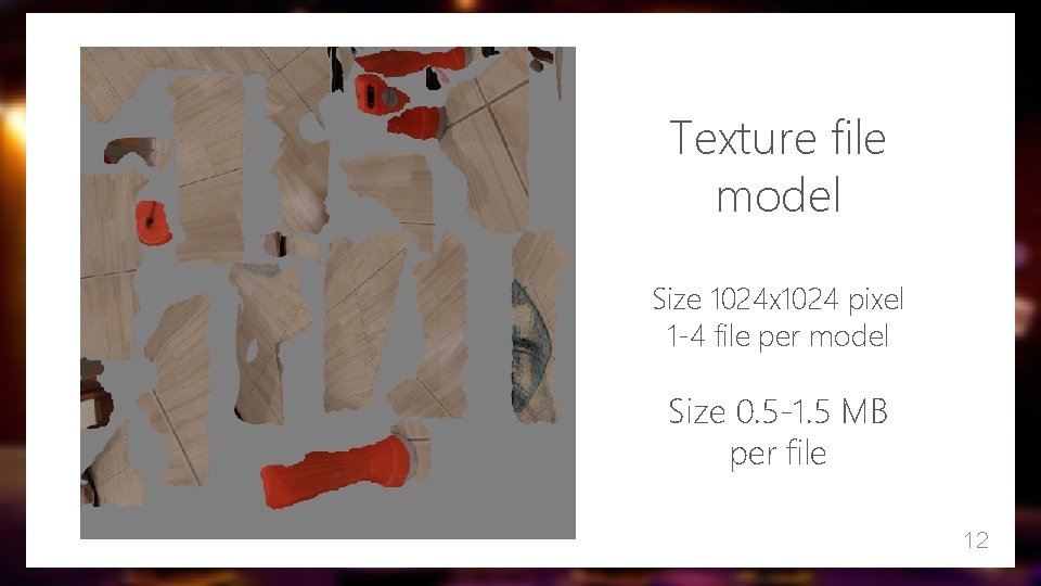 Texture file model Size 1024 x 1024 pixel 1 -4 file per model Size