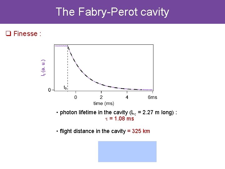 The Fabry-Perot cavity q Finesse : • photon lifetime in the cavity (Lc =