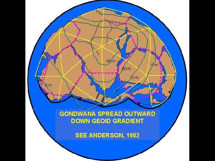 GONDWANA SPREAD OUTWARD DOWN GEOID GRADIENT HOTSPOTS ON TESSELLATION SEE ANDERSON, 1982 